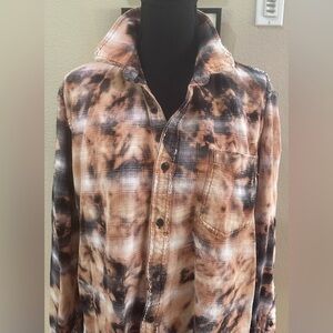 Boho upcycled reverse dyed and frayed fav boyfriend Shirt, new fav